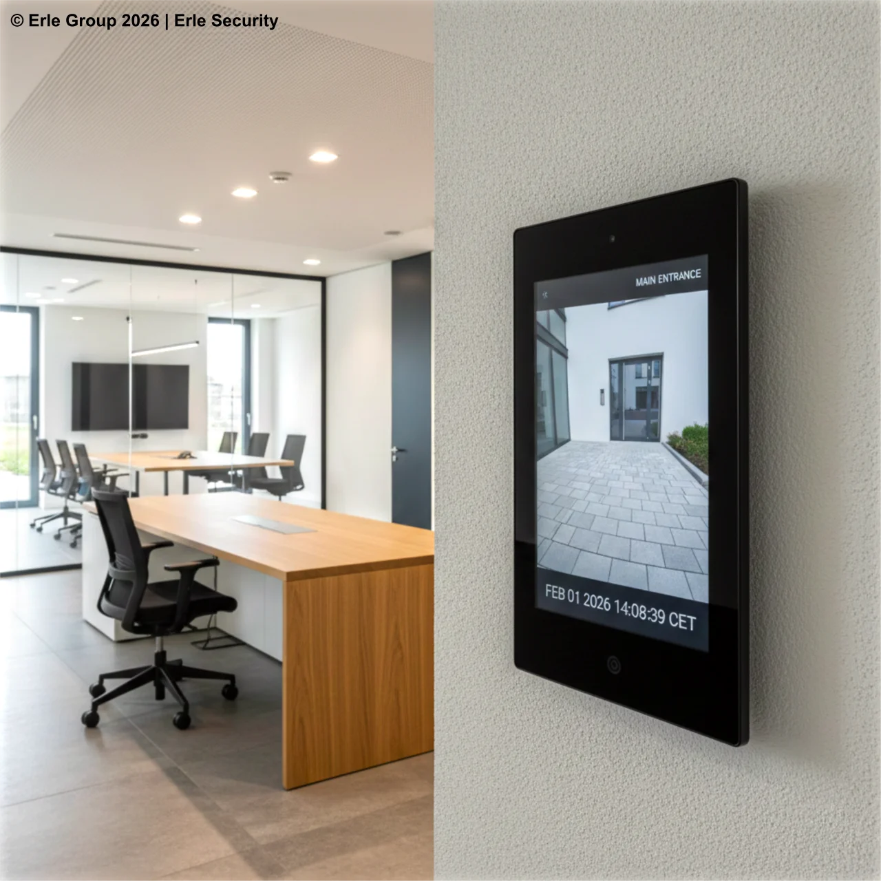 Bürogebäude mit Zutrittskontrolle und Video-Türstation – Sicherheitslösung