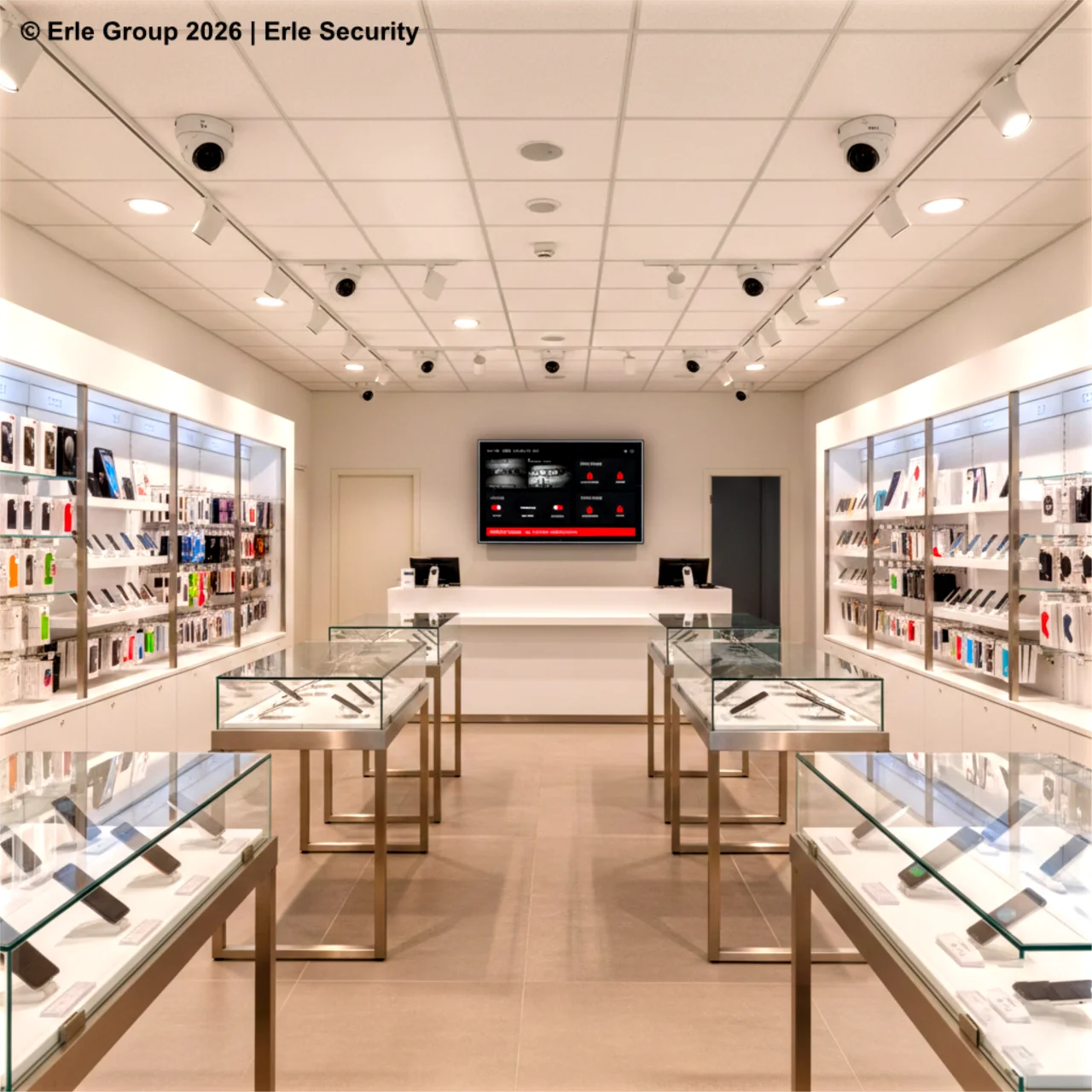 Einzelhandelsgeschäft mit Schaufenster und Kamerasystem – Sicherheitslösung