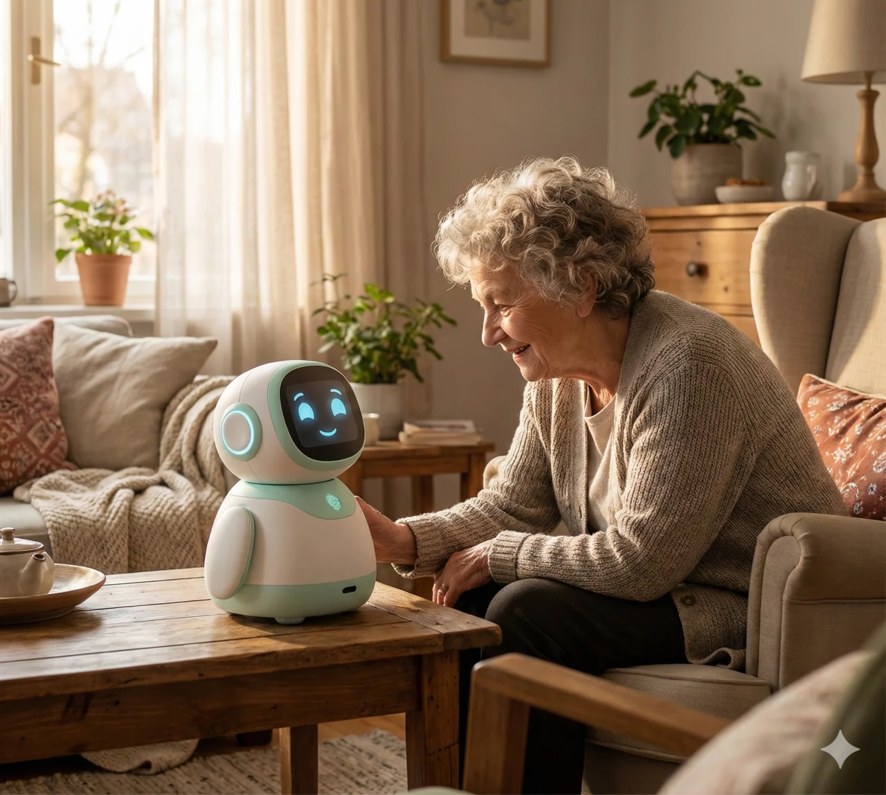 Freundlicher KI-Assistenzroboter als persönlicher Begleiter – Erle Robotics