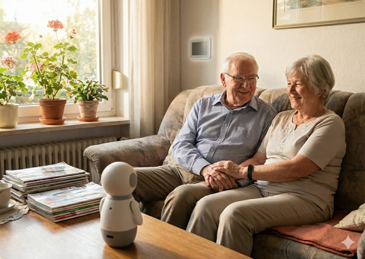 Älteres Paar entspannt zu Hause – Personenschutz für Senioren